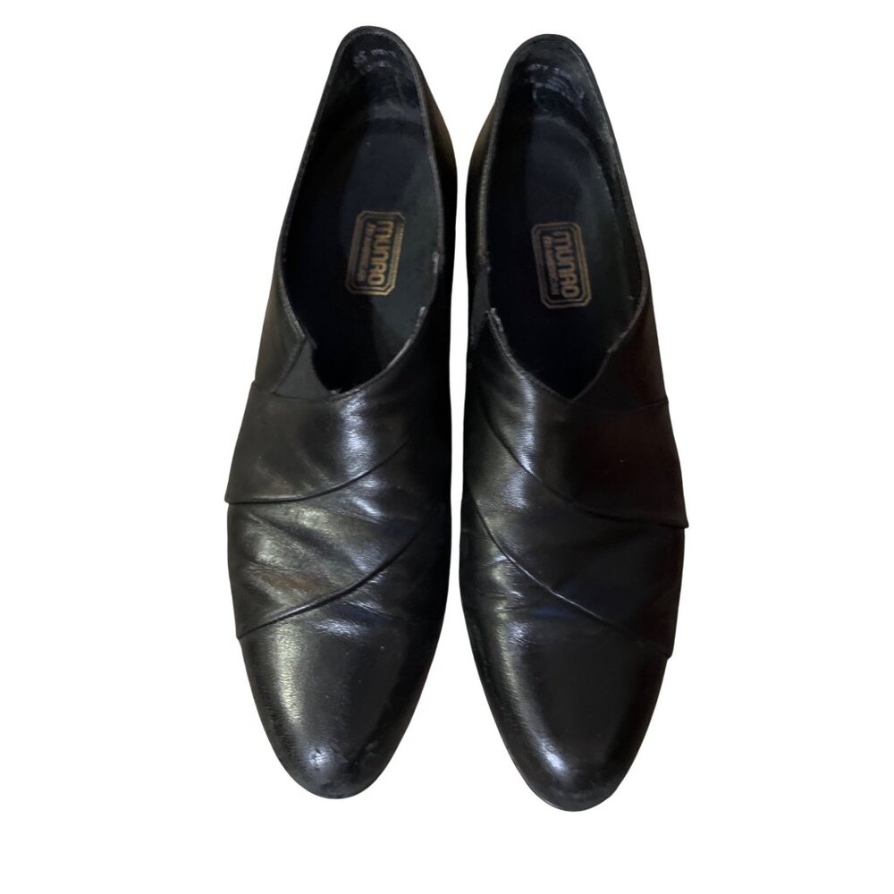 Munro Alison Black Leather Slip On 12 SS Narrow Used